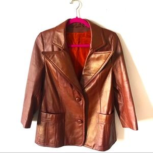 Vintage 70s Brown Genuine Leather Jacket